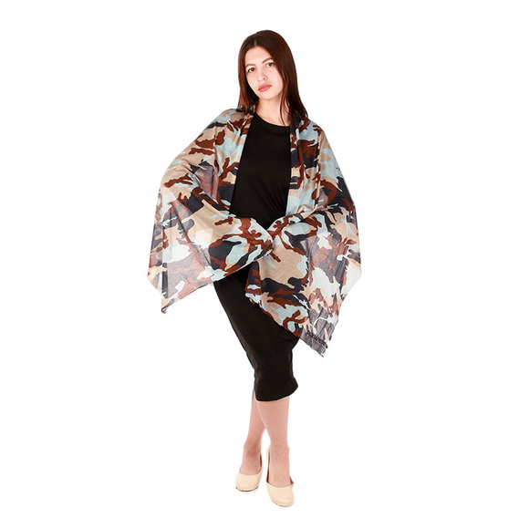 DSQUARED22 BROWN, MIDNIGHT BLUE, SKY BLUE PALANKIN SCARFWOMENS SIZE 190X65